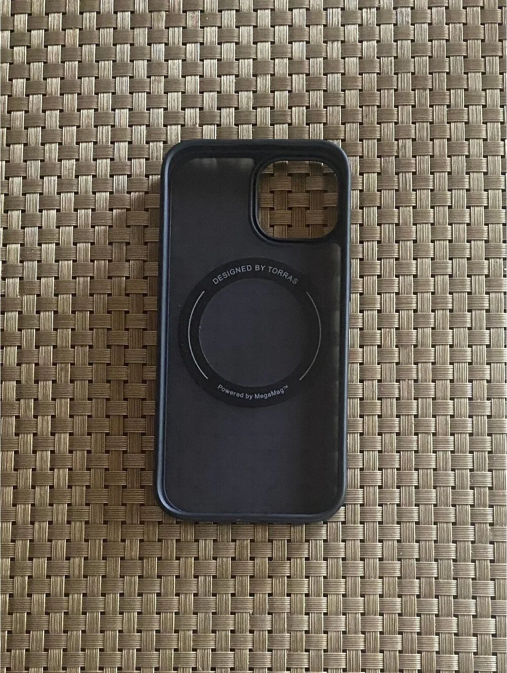 Torras 360 degree Rotatable Stand Case for iPhone 15/14 Black Translucent